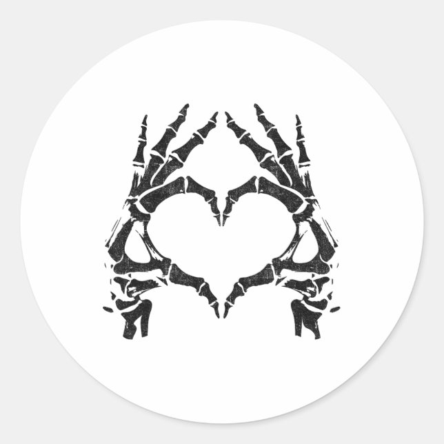 Skeleton Heart Hands - Halloween - Skeleton Hands  Classic Round Sticker (Front)