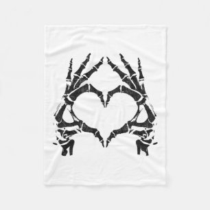 Skeleton Heart Hands - Halloween - Skeleton Hands Fleece Blanket
