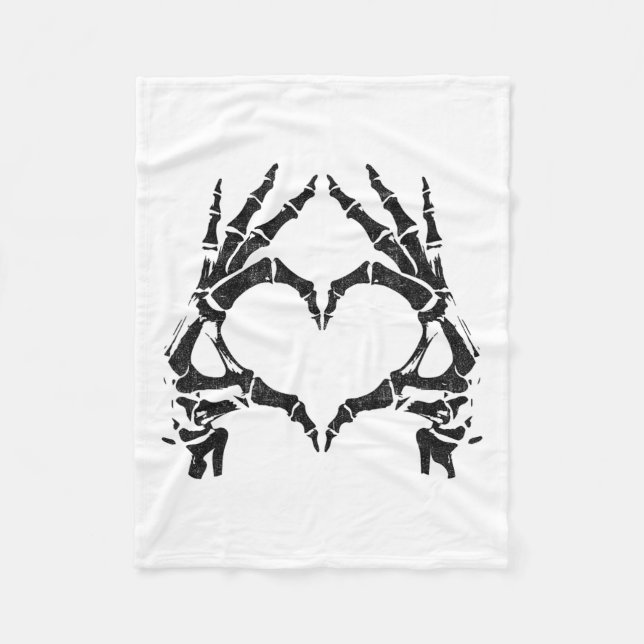 Skeleton Heart Hands - Halloween - Skeleton Hands  Fleece Blanket (Front)