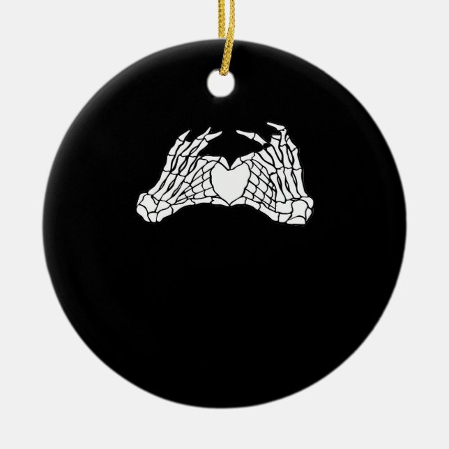 Skeleton Heart Hands - Light Ceramic Tree Decoration (Front)