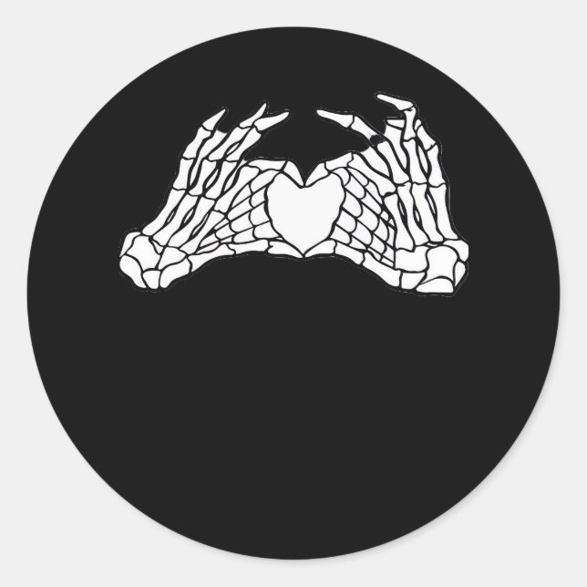 Skeleton Heart Hands - Light Classic Round Sticker (Front)