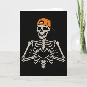 Skeleton Heart Hands Pose Halloween Love Funny Men Card