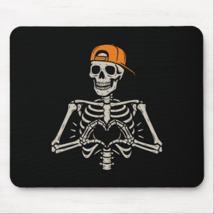 Skeleton Heart Hands Pose Halloween Love Funny Men Mouse Pad