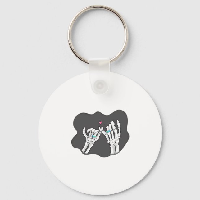 Skeleton Heart Hands  Promise Key Ring (Front)