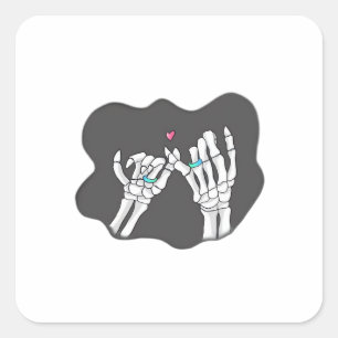 Skeleton Heart Hands  Promise Square Sticker