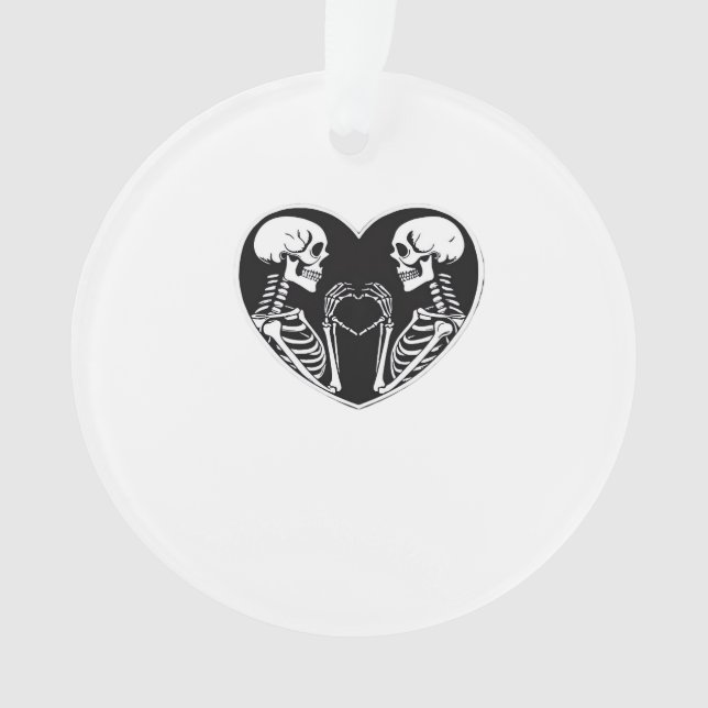 Skeleton Heart Hands Sign Halloween Costume Retro  Ornament (Front)