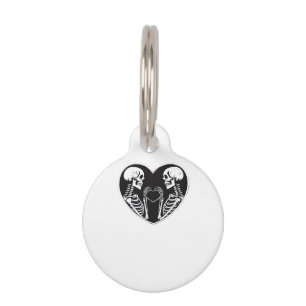 Skeleton Heart Hands Sign Halloween Costume Retro  Pet Tag