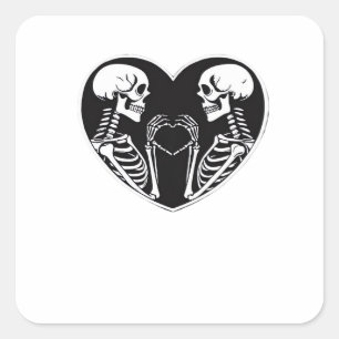 Skeleton Heart Hands Sign Halloween Costume Retro  Square Sticker