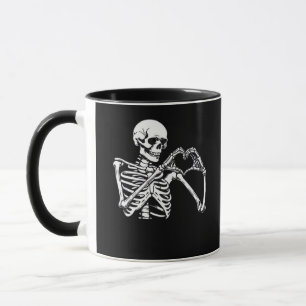Skeleton Heart Hands Sign Halloween Costume Trendi Mug