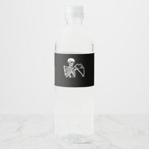 Skeleton Heart Hands Sign Halloween Costume Trendi Water Bottle Label