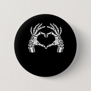 Skeleton Heart Hands Sign Halloween Costume Viral  6 Cm Round Badge