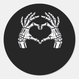 Skeleton Heart Hands Sign Halloween Costume Viral  Classic Round Sticker
