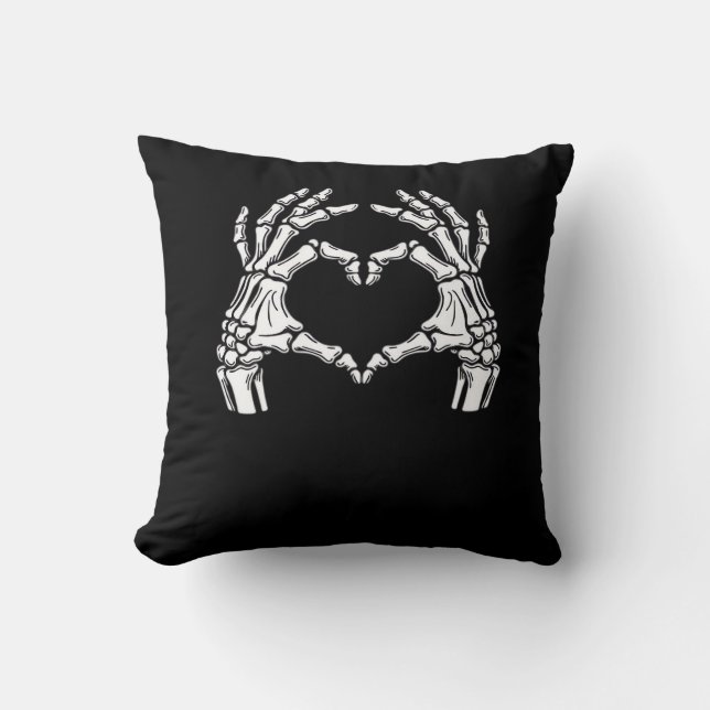 Skeleton Heart Hands Sign Halloween Costume Viral  Cushion (Front)