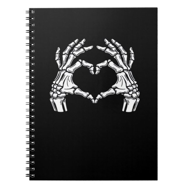 Skeleton Heart Hands Sign Halloween Costume Viral  Notebook (Front)
