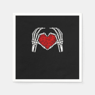 Skeleton Heart Hands Sign Valentine's Day Cute Hea Napkin