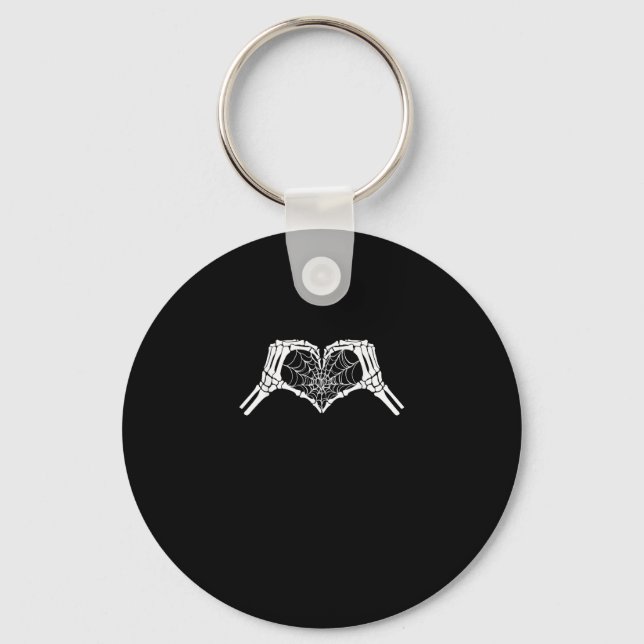 Skeleton Heart Hands Spiderweb Halloween Spooky Wo Key Ring (Front)