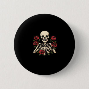 Skeleton Heart Hands With Red Roses – Romantic Got 6 Cm Round Badge