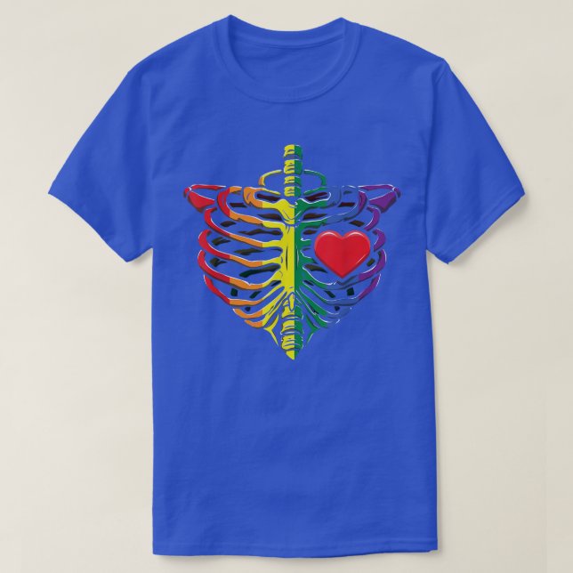Skeleton Heart Rainbow Gay Pride LGBTQ LGBT Pride  T-Shirt (Design Front)