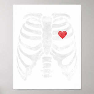 Skeleton Heart Rib Cage X-ray Adult Kids Fun Hallo Poster