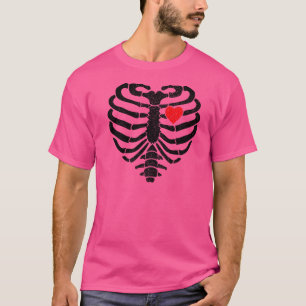 Skeleton Heart Rib Cage X Ray Adult Kids  Hallowee T-Shirt