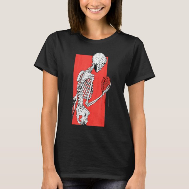 Skeleton Heart Rib Challoween T-Shirt (Front)