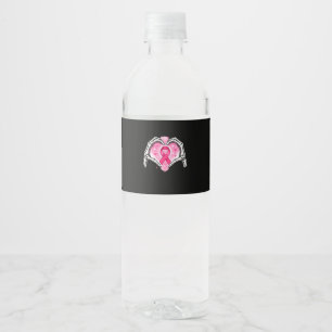 Skeleton Heart Ribbon Awareness Inspirational Desi Water Bottle Label