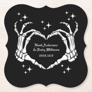 Skeleton Heart Shaped Hand Wedding  Paper Coaster