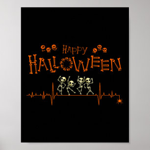 Skeleton Heartbeat Happy Halloween Doctor Nurse Poster