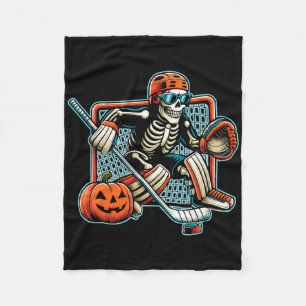 Skeleton Hockey Goalie Halloween Costume Fleece Blanket