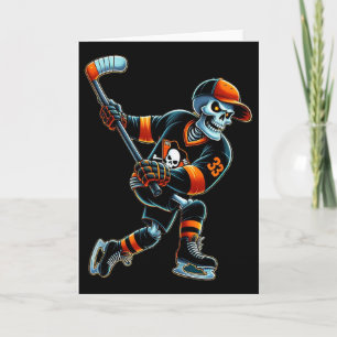 Skeleton Hockey Halloween Hockey Mens Boys Kids Card