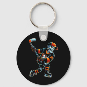 Skeleton Hockey Halloween Hockey Mens Boys Kids  Key Ring