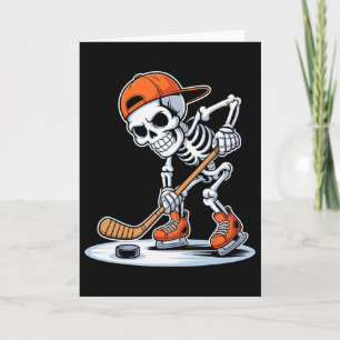 Skeleton Hockey Player Halloween Card