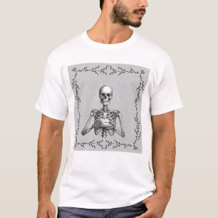 Skeleton Holding a Cake Funny Gothic Graphic T-Shirt