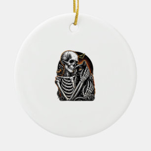 Skeleton Holding A Cat Halloween Costume Skull Cat Ceramic Tree Decoration