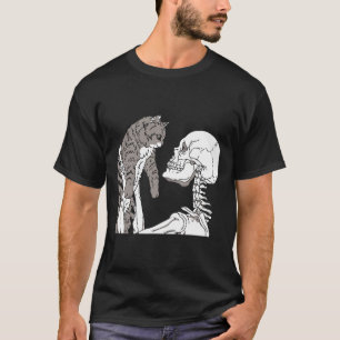 Skeleton Holding A Cat Lazy Halloween Costume Skul T-Shirt