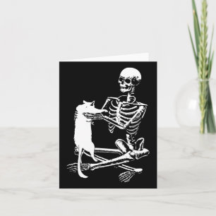 Skeleton Holding A Cat Shirt Lazy Halloween Costum Card