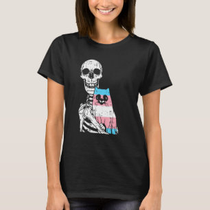 Skeleton Holding A Cat Transgender LGBT Q Gay Prid T-Shirt