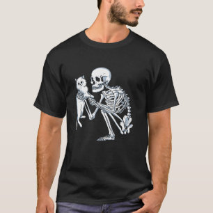 Skeleton Holding Cat Feline T-Shirt