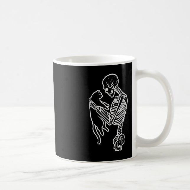 Skeleton Holding Cat Funny Halloween Costume Men W Coffee Mug (Right)