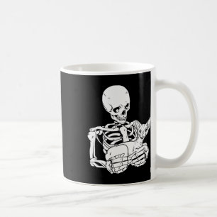 Skeleton Holding Cat Funny Halloween Skull Sphynx Coffee Mug
