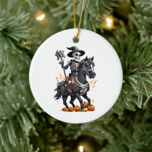 Skeleton Horse Rider Ceramic Tree Decoration