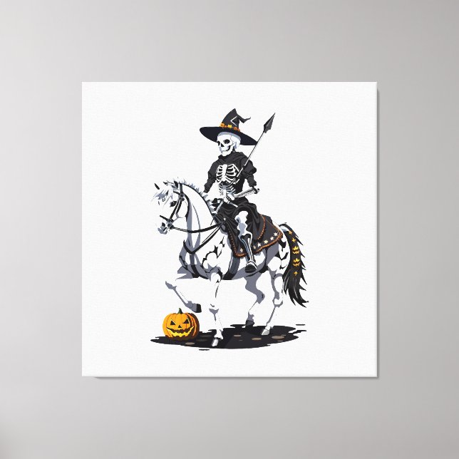 Skeleton Horse Rider - Halloween Skeleton Canvas Print (Front)