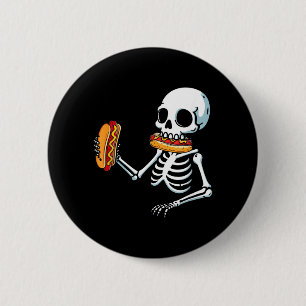 Skeleton Hot Dog Halloween 6 Cm Round Badge