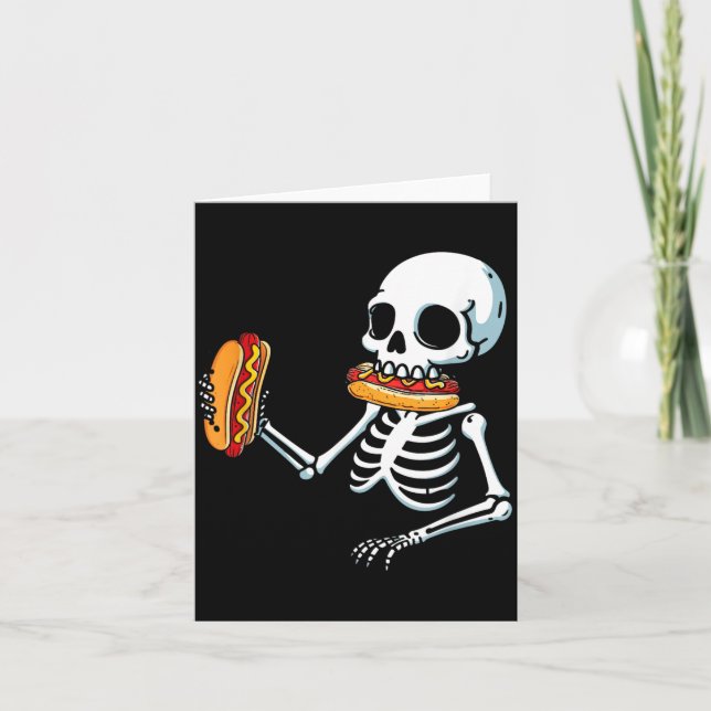 Skeleton Hot Dog Halloween Card (Front)