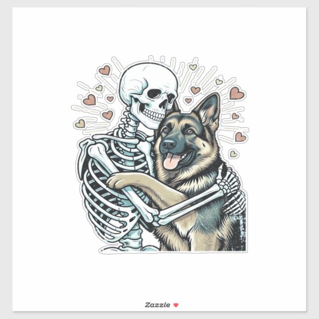 Skeleton Hugging a German Shepherd � Unique Gothic (Sheet)