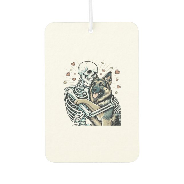 Skeleton Hugging a German Shepherd � Unique Gothic Car Air Freshener (Front)
