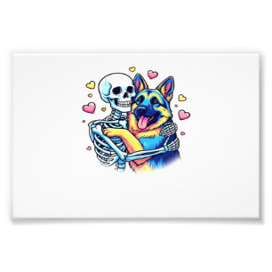 Skeleton Hugging a German Shepherd � Unique Gothic Photo Print