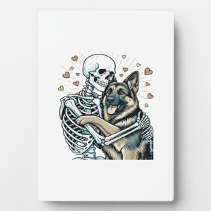 Skeleton Hugging a German Shepherd � Unique Gothic Plaque