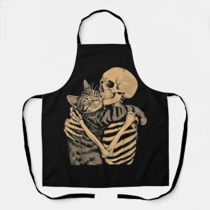 Skeleton Hugging Cat – Cute Gothic Cat Lover Gift Apron
