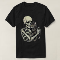 Skeleton Hugging Cat Funny Halloween Cat Lover